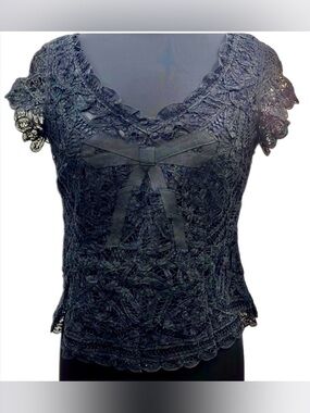 NWT Anne Carson Black Lace Top SZ 10